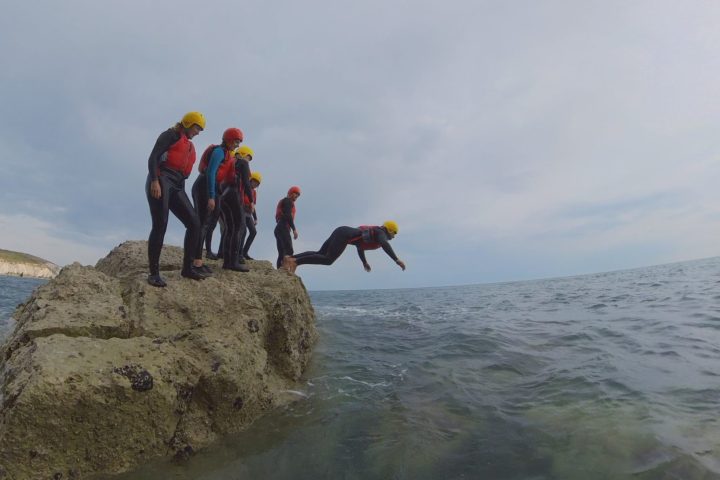 a man swimming in the water