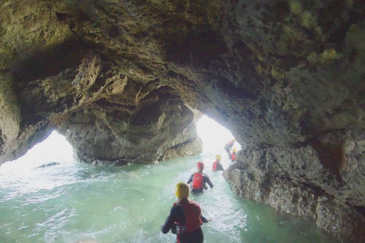 a person swimming in the water